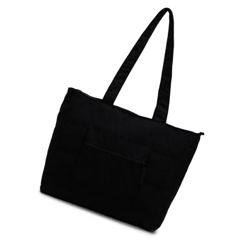 YIZITU Tragbare Nylon-Umhängetasche für Schule und Arbeit, große Kapazität, Unterarmtasche, lässige Handtasche mit Reißverschluss, leichte Schultertasche, Schwarz , One Size YIZITU Tragbare Nylon-Umhängetasche für Schule und Arbeit, große Kapazität, Unterarmtasche, lässige Handtasche mit Reißverschluss, leichte Schultertasche, Schwarz , One Size von YIZITU