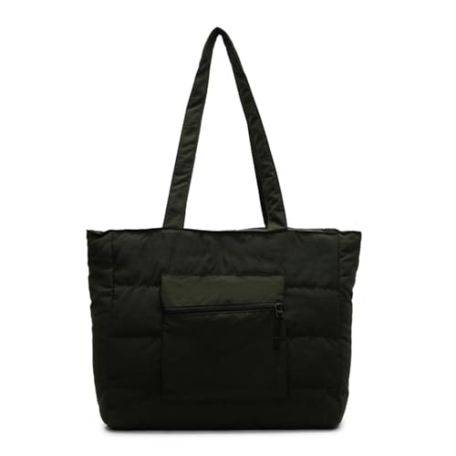 YIZITU Tragbare Nylon-Umhängetasche für Schule und Arbeit, große Kapazität, Unterarmtasche, lässige Handtasche mit Reißverschluss, leichte Schultertasche, grün, One Size von YIZITU