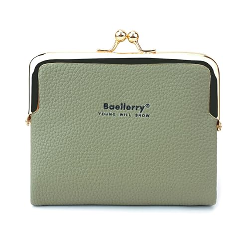 YIZITU Trendige Damenmode Geldbörse Münztasche Kurze Geldbörse für Organisation und Schlüssel Kurze Geldbörse für Frauen, lichtgrün, Mass Beauty von YIZITU