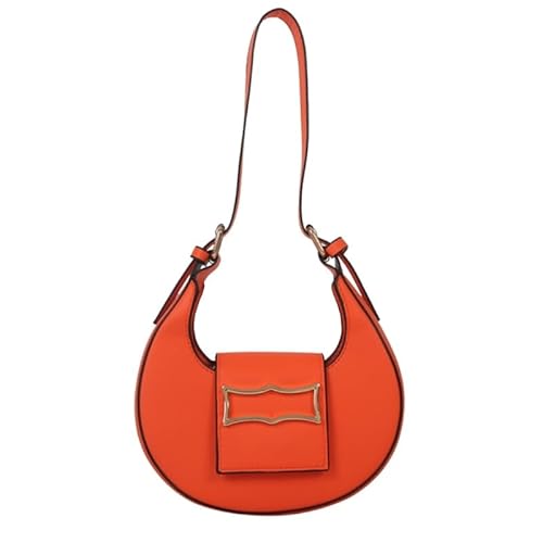 YIZITU Trendige Handtaschen PU Umhängetasche Satteltaschen für Frauen Mädchen Unterarmtasche Luxus Sactchel Bag, Orange von YIZITU