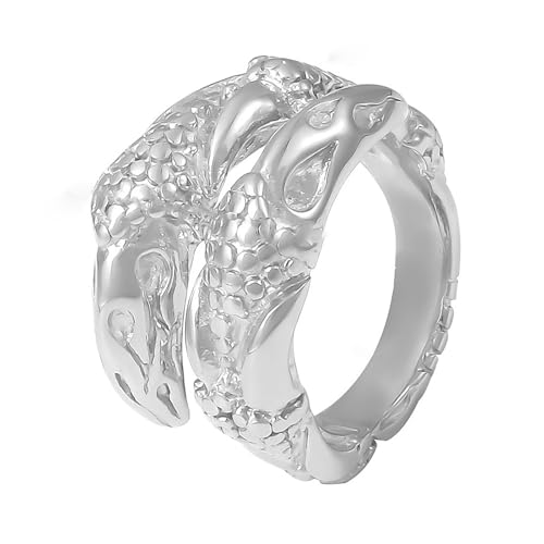 YIZITU Trendige Texturierte Ringe Schmücken Verstellbare Schlangenringe Mit Gehämmerter Textur Für Einzigartige Stile Und Tägliche Verschleiß Gold Oder Stahlfarbenring von YIZITU