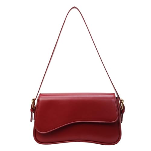 YIZITU Trendige Umhängetasche aus PU-Leder für Damen und Mädchen, wandelbare Umhängetasche, lässige Handtasche, Achsel-Geldbörse, PU-Leder, rot, One Size von YIZITU