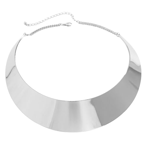 YIZITU Trendy Gold/Silber Farbe Drehmomente Halskette Glatte Runde Halskette Frauen Party Statement Schmuck Kleid Accessoires Übertrieben Breites Glattes Metall von YIZITU