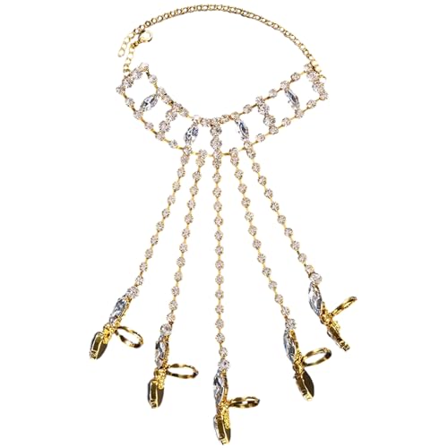 YIZITU Unisex Handkette Kristall Quasten Geschirr Armband Verstellbare Größe Armreif Zubehör für Männer Frauen Modeschmuck von YIZITU