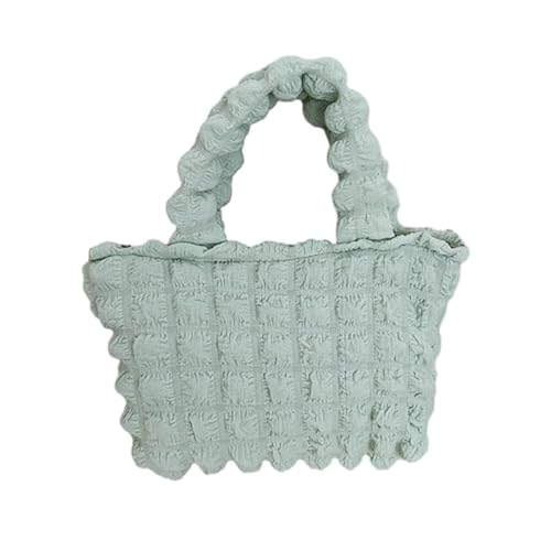 YIZITU Unterarmtasche aus Segeltuch für Mädchen und Damen, plissiert, Wolken, Achseltasche, Reisetasche, einfarbig, Handtasche mit Rüschen, grün von YIZITU