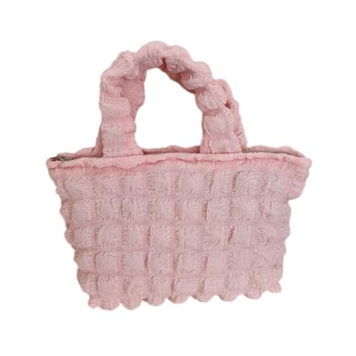 YIZITU Unterarmtasche aus Segeltuch für Mädchen und Damen, plissiert, Wolken, Achseltasche, Reisetasche, einfarbig, Handtasche mit Rüschen, rose von YIZITU