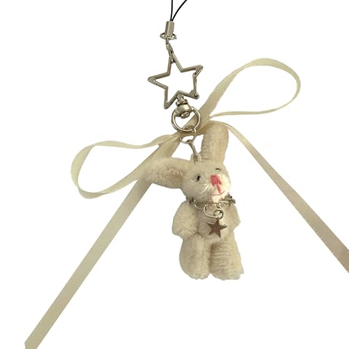 YIZITU Verspielte Kaninchen, stabiler Plüsch-Schlüsselanhänger, Charm-Anhänger, Tier-Anhänger mit Schleife, für Handtaschen, Dekoration für Damen YIZITU Verspielte Kaninchen, stabiler Plüsch-Schlüsselanhänger, Charm-Anhänger, Tier-Anhänger mit Schleife, für Handtaschen, Dekoration für Damen von YIZITU