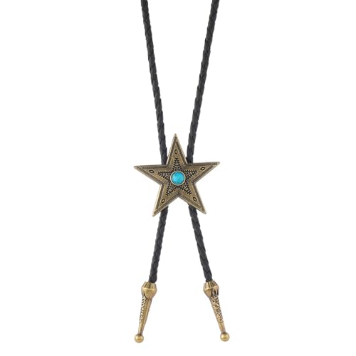 YIZITU Verstellbare Bolotie Für Männer Frauen Western Halskette Accessoire Für Partys Hochzeit Kostümveranstaltung Mit Legierstern Anhänger Alloy Star Bolo Tie Schmuck Schmuck von YIZITU