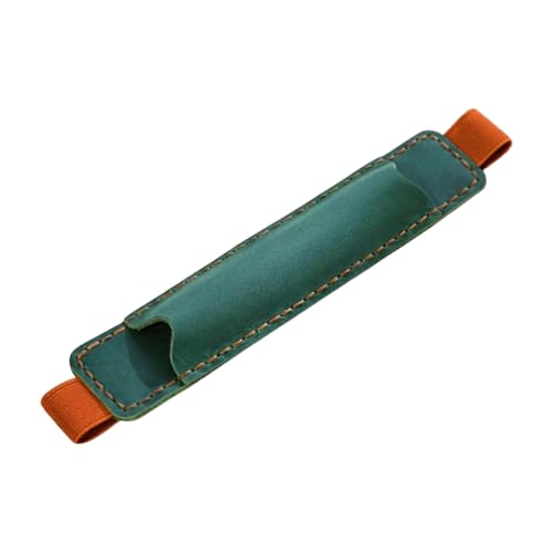 YIZITU Verstellbares elastisches Band Stifthalter Leder Stiftebeutel auslaufsicher Leder Federmäppchen für Hardcover Journal Notebook Student Stifteetui, dunkelgrün von YIZITU