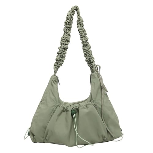 YIZITU Vielseitige Damen-Umhängetasche aus Nylon mit verstellbarem Riemen, geräumige und praktische Plissee-Umhängetaschen, Nylontasche, grün, One Size von YIZITU
