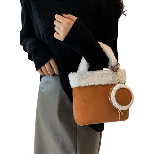 YIZITU Vielseitige Plüsch-Eimer-Tasche, stilvolle Umhängetaschen, Handtasche für Arbeit, Verabredungen und Partys, professionelle Damentasche, braun YIZITU Vielseitige Plüsch-Eimer-Tasche, stilvolle Umhängetaschen, Handtasche für Arbeit, Verabredungen und Partys, professionelle Damentasche, braun von YIZITU