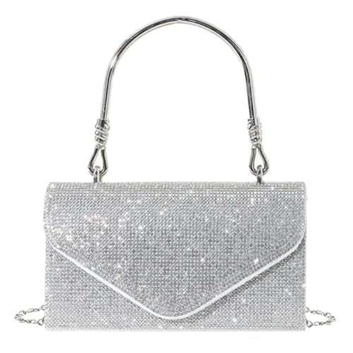 YIZITU Vintage-Abend-Handtaschen, Glitzer-Clutch, Geldbörsen für Damen, Crossbody-Tasche, formelle Hochzeit, Party, Abschlussball, Schultertaschen, silber von YIZITU