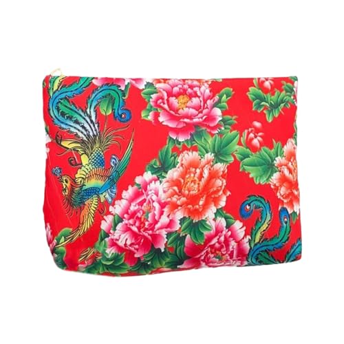 YIZITU Vintage Blumenmuster Handtasche Für Frauen Clutch Nylon Einkaufstasche Für Kosmetische Make Up Geldbörse Mode Square Bag Reißverschluss Vielseitiger Frauen von YIZITU