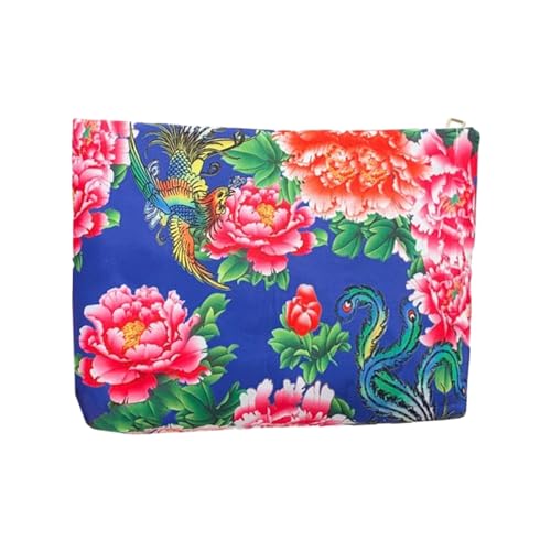 YIZITU Vintage Blumenmuster Handtasche Für Frauen Clutch Nylon Einkaufstasche Für Kosmetische Make Up Geldbörse Mode Square Bag Reißverschluss Vielseitiger Frauen von YIZITU
