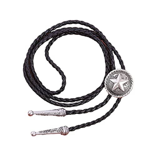 YIZITU Vintage Bolo Krawatte Western Cowboy Metal Stern Faux Leder Seil Halskette Hemdkragen Krawattenschmuckzubehör Männer Halskette YIZITU Vintage Bolo Krawatte Western Cowboy Metal Stern Faux Leder Seil Halskette Hemdkragen Krawattenschmuckzubehör Männer Halskette von YIZITU
