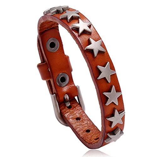 YIZITU Vintage Leder Armband Legierung Stern Armband Weitmanschette Armbänder Schmuck Punk Rock Biker Für Frauen Männer Vintage Leder Für Erwachsene von YIZITU