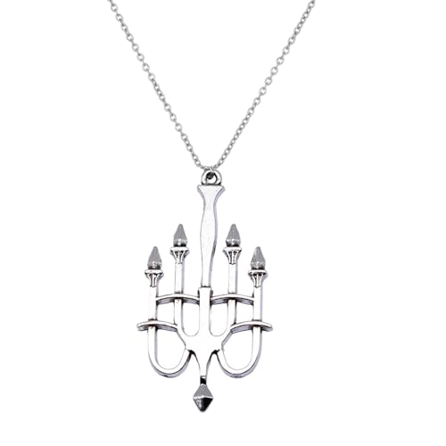 YIZITU Vintage Silber Farbe Halskette Gothic Candlesticks Anhänger Ohrringe Für Frauen Mädchen Menorah Drop Kerzenhalter Ohrringe Einzigartig Gothic von YIZITU