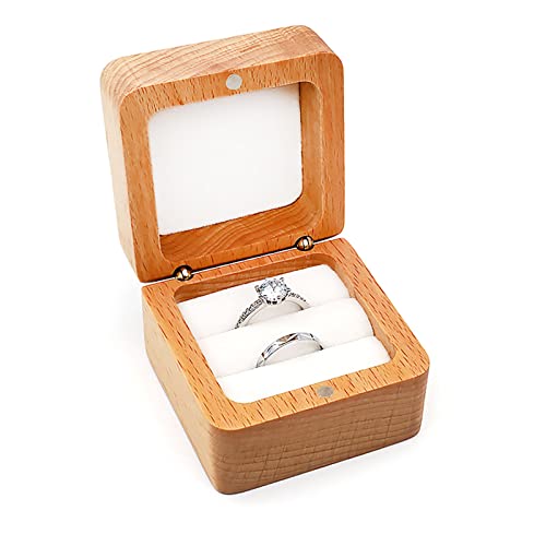 YIZITU Walnut Holzring Display Box Ehering Für Hülle Tragbare Schmuck Für Vorschlag Engagement Geburtstag Geschenk Holzlager Mit Deckel von YIZITU