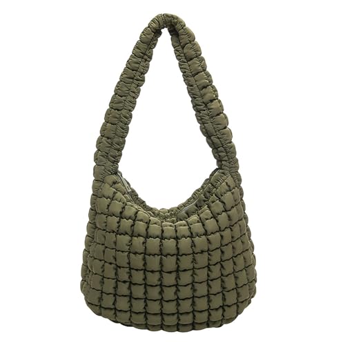 YIZITU Warme und stilvolle koreanische gesteppte Umhängetasche, großes Fassungsvermögen, Unterarm-Geldbörse, lässige Handtasche für Reisen und Einkaufen, stilvolle Puffertasche, grün, One Size von YIZITU