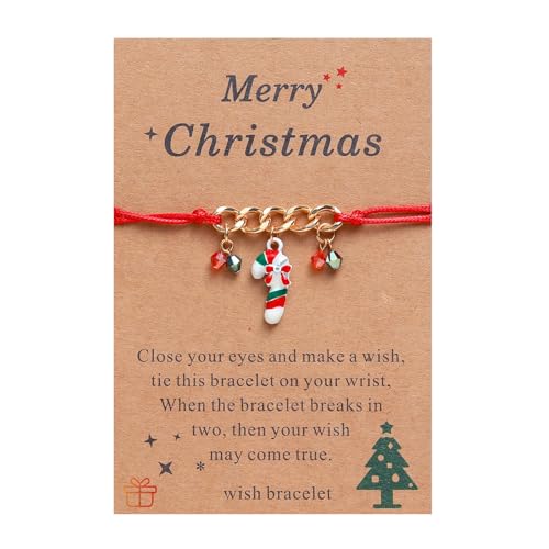 YIZITU Weihnachtsfreundschaft Armbänder Einstellbares Mehrfarbiges Geflochtenes Armband Mit Weihnachtsbaum Krücken Anhänger Für Mädchen Teen Teen Multicolor Perlen Armbänder Für Frauen von YIZITU