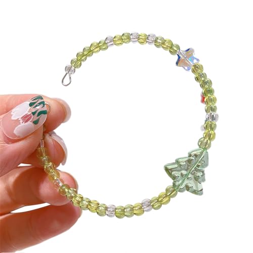 YIZITU Weihnachtsmotivarmband Armband Verstellbarer Offener Armreifen Süße Farbenfrohe Perlenarmbandschmuck Für Frauen Mädchen Weihnachten Bequem Langlebig Dauerhaft von YIZITU