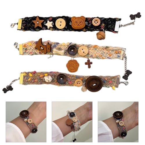 YIZITU Y2k Armband Schöne Haustierknopf Armband Bunt Gewebte Handchain Ornament Für Modische Enthusiasten Stil Armbänder von YIZITU