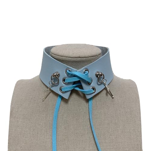 YIZITU Y2k Coole Mädchen Chokerkragen Halskette Falsch Kragen Mit Kreuzanhänger Cosplay Kostüm Choker Weibliche Party Requisiten Krawatte Falsch Kleidung Accessoire von YIZITU