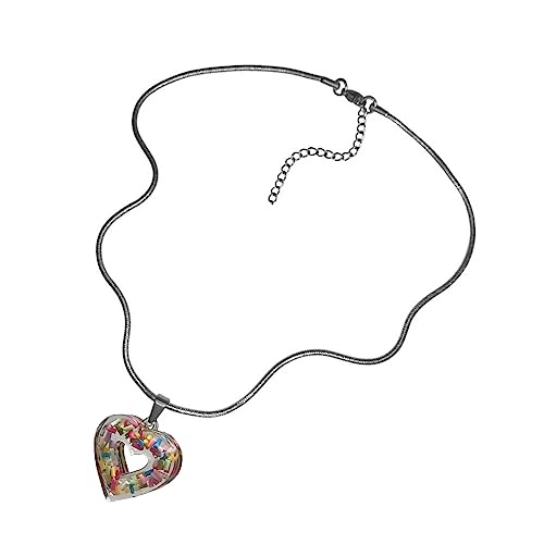 YIZITU Y2k Edelstahlkette Halskette Für Frauen Einfacher Herzheiztheiz Choker Koreanische Schlüsselbeutel Kette Schmuckzubehör Herz Anhänger Halskette von YIZITU