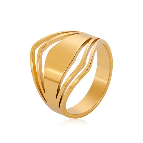 YIZITU Zarte hohle Ringe, auffälliger Metall-Handschmuck, geeignet für den täglichen und Party-Look, geometrische Ringe, Gold-color, Wie beschrieben, Wie beschrieben von YIZITU