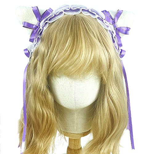 YIZITU Zartes Stirnband Elegant Für Katzenohr Ohr Gefiffene Schnürsenkel Form Haar Hoop Party Kopfstück Haarband Cosplay Für Kopfprops Spitzen Stirnbänder Frauen Waschen Weich von YIZITU