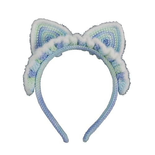Zartes Strick-Haarband mit Ohren, Schleife, Dekoration, für Damen, Teenager, Gesichtswäsche, Fotografie, Haar-Accessoire, Stirnband, Make-up-Stirnband zum Waschen des Gesichts von YIZITU