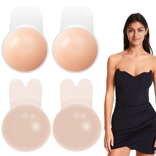 YIZWINS 4 Stück Klebe BH Push Up Rückenfreier Trägerloser, Unsichtbarer Nippelpads Selbstklebender BH, TräGerloser BH Starker Halt Selbstklebender Klebe-BHS, Wiederverwendbare Klebe Push Up BH YIZWINS 4 Stück Klebe BH Push Up Rückenfreier Trägerloser, Unsichtbarer Nippelpads Selbstklebender BH, TräGerloser BH Starker Halt Selbstklebender Klebe-BHS, Wiederverwendbare Klebe Push Up BH von YIZWINS