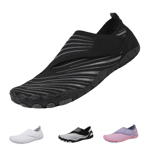 Barfussschuhe Damen Sommer, Barfußschuhe Herren Surfschuhe Wasserschuhe, Atmungsaktiv Barefoot Shoes rutschfeste Fitnessschuhe (Schwarz, Erwachsene, 39, Numerisch, EU Schuhgrößensystem, M) von YImoomus