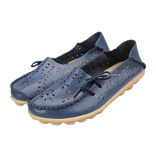 Owlkay Shoes for Women Slip On, Casual Owlkay Orthopedic Shoes All-Match Hollow Leather Comfortable Practical Daily Flat (Blue A, Erwachsene, Damen, 35, Numerisch, EU Schuhgrößensystem, M) von YImoomus