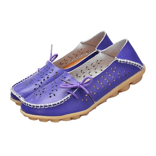 Owlkay Shoes for Women Slip On, Casual Owlkay Orthopedic Shoes All-Match Hollow Leather Comfortable Practical Daily Flat (Purple, Erwachsene, Damen, 35, Numerisch, EU Schuhgrößensystem, M) von YImoomus