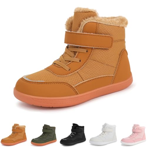 YImoomus Barfußschuhe Kinder Winter Wasserdicht Herbst Herren Daman, Warm Halten Kinder Traillaufschuhe Unisex (K500 braun, Jugendliche, 35, Numerisch, EU Schuhgrößensystem, M) von YImoomus