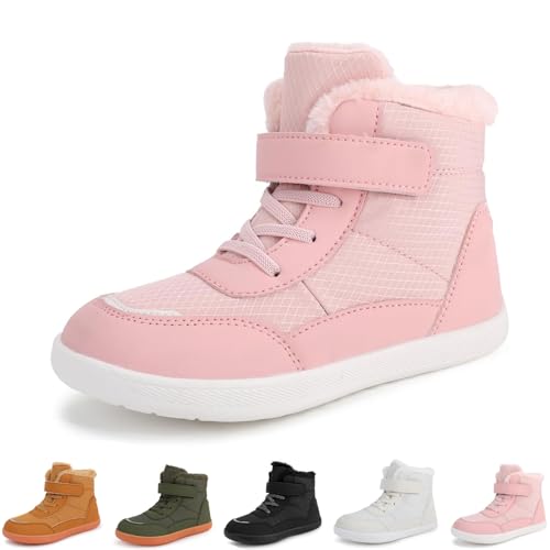 YImoomus Barfußschuhe Kinder Winter Wasserdicht Herbst Herren Daman, Warm Halten Kinder Traillaufschuhe Unisex (K500 rosa, Grundschulkind, 29, Numerisch, EU Schuhgrößensystem, M) von YImoomus