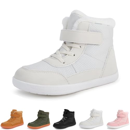 YImoomus Barfußschuhe Kinder Winter Wasserdicht Herbst Herren Daman, Warm Halten Kinder Traillaufschuhe Unisex (K500 weiß, Grundschulkind, 25, Numerisch, EU Schuhgrößensystem, M) von YImoomus