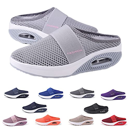 YImoomus OrthopäDische Schuhe Damen, Luftkissen Slip-on OrthopäDische Sneaker Damen, Atmungsaktiv mit Fußgewölbeunterstützung (Gery, Erwachsene, 36, Numerisch, EU Schuhgrößensystem, M) von YImoomus