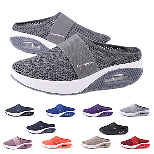 YImoomus OrthopäDische Schuhe Damen, Luftkissen Slip-on OrthopäDische Sneaker Damen, Atmungsaktiv mit Fußgewölbeunterstützung (Gery A, Erwachsene, 38, Numerisch, EU Schuhgrößensystem, M) von YImoomus
