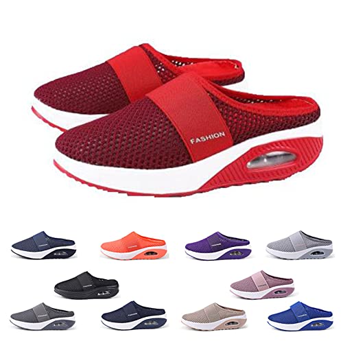 YImoomus OrthopäDische Schuhe Damen, Luftkissen Slip-on OrthopäDische Sneaker Damen, Atmungsaktiv mit Fußgewölbeunterstützung (Red, Erwachsene, 40, Numerisch, EU Schuhgrößensystem, M) von YImoomus