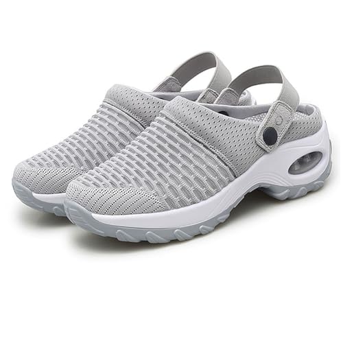 YImoomus Orthopädische Clogs für Damen mit Luftpolsterunterstützung zur Reduzierung des Rücken- und Kniedrucks (Grey, Erwachsene, Damen, 39, Numerisch, EU Schuhgrößensystem, M) von YImoomus