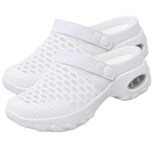 YImoomus Orthopädische Clogs für Damen mit Luftpolsterunterstützung zur Reduzierung des Rücken- und Kniedrucks (White, Erwachsene, Damen, 37, Numerisch, EU Schuhgrößensystem, M) von YImoomus