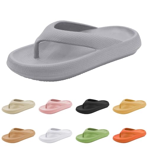 Flip Flops Damen Herren - Weiche Sohle Badeschuhe Rutschfest Zehensandalen Bequeme Badeschlappen Ergonomische Wolkenschuhe Unisex Dushschuhe Bathing Slippers Dickere Sohle Slides von YIzdegg