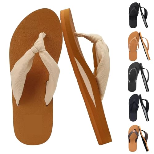 YIzdegg Flip Flops Damen Stoff Weich - Zehentrenner Yoga Fussbett Leicht Sandalen Bequeme Sommer Strandschuhe Freizeit Weichen Schlappen Anpassungsfähige Indoor/Outdoor Pantoletten Badeschlappe von YIzdegg