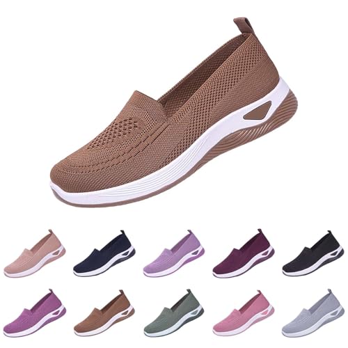 Schuhe Damen Sneaker Orthopedic Sommer Leicht Weite H Diabetiker Schuhe Turnschuhe Komfort Slip On Laufschuhe Bequeme Trainer Mesh Stoffschuhe Frauen Lässig Atmungsaktive Walkingschuhe von YIzdegg