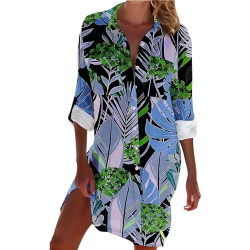 Strandbluse Sommer Tunika Damen Luftig Boho Oberteil Damen Longbluse Damen LäSsig Shirt Bluse Damen Bluse Damen Elegant V-Ausschnitt T-Shirt Blaues Top Sommer Oberteil Teenager MäDchen von YIzdegg