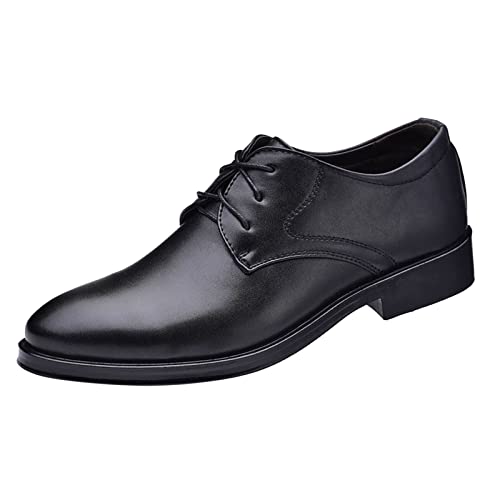 YIzdegg Atmungsaktive Bequeme Business-Schnürschuhe für die Arbeit, Freizeit, einfarbige Lederschuhe für Herren Schuhe Herren Blau 42 (Black, 46) von YIzdegg