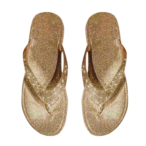 YIzdegg Damen Flip Flops Glitzer Mit Strass Perlen - Lässige Flache Schuhe Rutschfest Sandalen Modische Sandaletten Atmungsaktive Badeschlappen Komfort Zehensandalen Anpassungsfähige Sommer Strand von YIzdegg