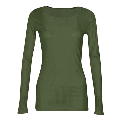 YIzdegg Damen Langarmshirt Rundhals Slim Fit Gerippt aus Baumwolle - Elegant Bequemes Basic Top Langarm, Rippstrick Oberteil Atmungsaktiv für Herbst Winter von YIzdegg